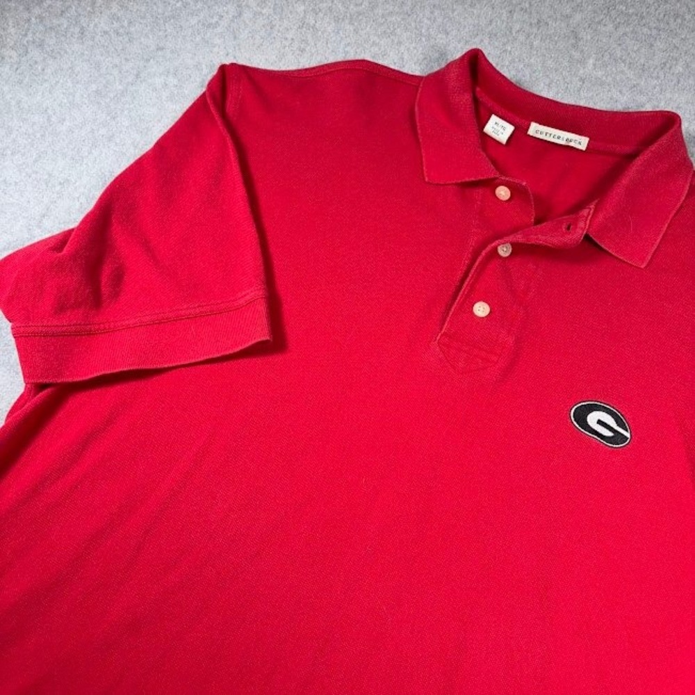 Cutter & Buck Polo Shirt Mens XL Red Solid Georgia Bulldogs Embroidered Logo